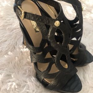 Guess-Leather black strappy heels